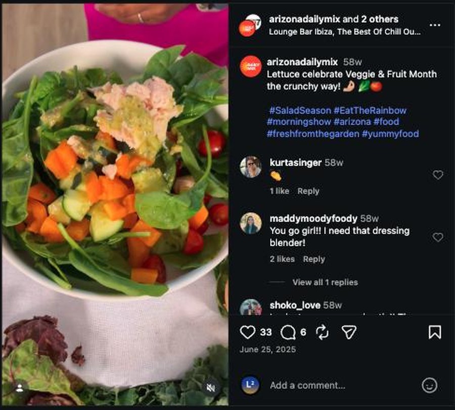 Instagram feature celebrating Veggie and Fruit Month